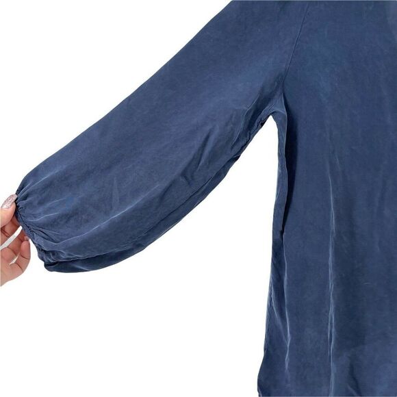 Young Fabulous & Broke Blouse Blue Silky Balloon Sleeve V Neck Womens Size S Top - Picture 6 of 9